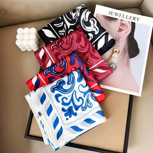 Pañuelo Cuadrado <span class=keywords><strong>de</strong></span> <span class=keywords><strong>Seda</strong></span> con Acabado Satinado, Diseño Geométrico a Cuadros, Elegante y Lujoso, para Verano, Personalizable, Ultra Suave y Liso - Product Image 6