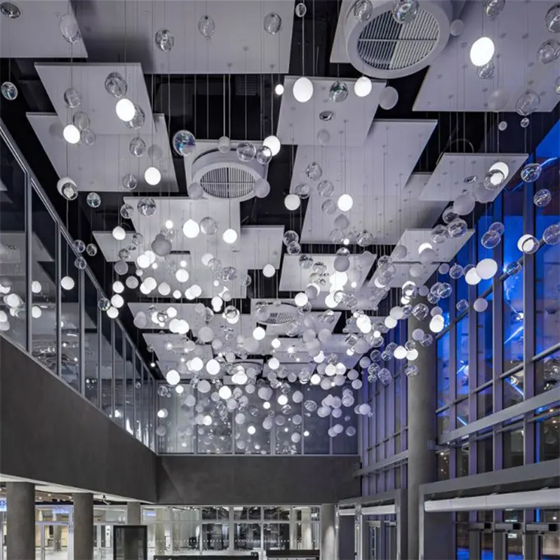 Светодиодные подвесные светильники со стеклянными шариками на заказ, Потолочная люстра в стиле лофт, для лестницы, большой роскошный подвесной светильник для отелей