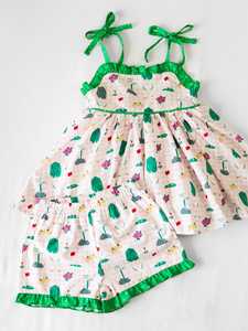 Conjunto de Ropa para Niña GSSO3098 CUSTOM Little Active Girl con Estampado de Cactus Amarillo, Conjunto sin Mangas al por Mayor para Niñas - Product Image 3