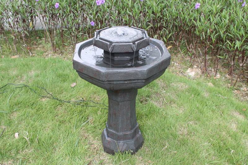 Handmade Waterproof LED Birdbath Fountain Polyresin Garden Ornament ...