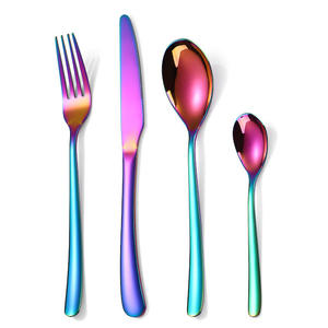 Luxury Provide Logo Ensemble de couverts en acier inoxydable 4 pièces Fourchettes et couteaux de couleur éblouissante - Product Image 1