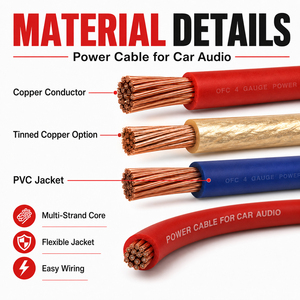 Câble <span class=keywords><strong>électrique</strong></span> pour autoradio en cuivre OFC 100% <span class=keywords><strong>de</strong></span> fabrication chinoise, <span class=keywords><strong>calibre</strong></span> 0/2/4/8/10, en rouleau - Product Image 3