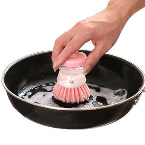 Brosse de nettoyage en plastique pour vaisselle, adaptée aux bébés, avec distributeur de savon intégré, pour la cuisine et la salle de bain domestique - Product Image 1