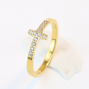 <b>Cross</b> Crystal Fashion <b>Ring</b> Slim Band Crystal Accent Gold Color <b>Silver</b> Color for Women Gift Jewelry - Product Image 4