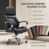 Chaise de bureau moderne ergonomique à dossier haut pour dirigeant, avec accoudoirs réglables, pivotante, confortable, en cuir PU, base en acier, pour manager