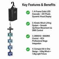 Luci Cinetiche DMX Magic 3D, 241 Pixel, 4 Cubi, 150W, con Verricello e Luci Cinetiche
