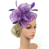 Hiasan Kepala Pesta Teh Fascinators dengan Pita dan Bulu pada Bando dan Jepit untuk Wanita