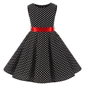 Abiti per Bambine in Stile Europeo e Americano, Gonna a Pois con Fiori, Abito Retrò in Cotone per Bambine - Product Image 1