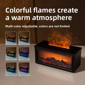 Humidificateur <span class=keywords><strong>de</strong></span> bureau à flamme, lumière d'ambiance, cheminée au charbon <span class=keywords><strong>de</strong></span> bois, diffuseur d'arômes pour la maison, huile essentielle, machine pour la Saint-Valentin - Product Image 2
