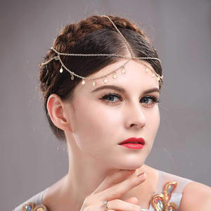 Tocado nupcial estilo bohemio, diadema de cadena de múltiples capas con cuentas colgantes para mujer, accesorios elegantes para boda - Product Image 1