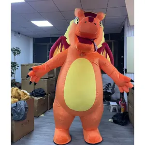 CH Orange Dragon Inflatable Mario Mascot Costume Cartoon Character Superman Mascot Costume For Sale