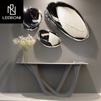 Table console en marbre naturel de luxe moderne en acier inoxydable pour salon, vente chaude