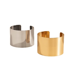 Fashion Trendy <b>Titanium</b> Stainless Steel Wide Metal Cuff Bracelet Hand Accessories - Product Image 1