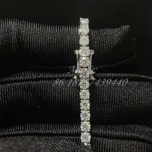 Perhiasan mewah gaya Hip Hop penuh es keluar kalung 3mm Vvs Moissanite berlian tenis rantai 10k 14k 18k emas Solid tenis rantai