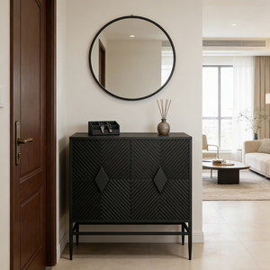 Modern 2 <b>Door</b> Wooden Storage Cabinet With Metal Legs 31.5 In For Living Room Entryway - Product Image 5