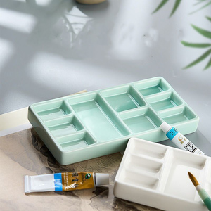 <span class=keywords><strong>Palette</strong></span> <span class=keywords><strong>de</strong></span> <span class=keywords><strong>peinture</strong></span> en céramique à grille <span class=keywords><strong>de</strong></span> 7 pouces pour aquarelle et <span class=keywords><strong>peinture</strong></span> acrylique, plateau <span class=keywords><strong>de</strong></span> mélange artistique multi-compartiments, <span class=keywords><strong>facile</strong></span> à nettoyer (vert/blanc) - Product Image 1
