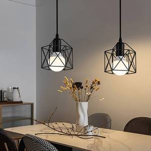 Disponibile: Lampada a Sospensione Nera Regolabile a 1 Luce, Stile Moderno Rustico, Attacco E26/E27, Paralume in Metallo a <span class=keywords><strong>Gabbia</strong></span> per <span class=keywords><strong>Lampadario</strong></span> da Cucina - Product Image 3