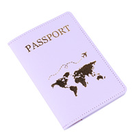 Étui de passeport personnalisé fin avec carte du monde dorée, porte-passeport avec fente pour cartes, étui de passeport en cuir PU coloré