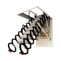 Échelle de grenier télescopique électrique moderne en aluminium avec verrouillage manuel, capacité de charge 300 kg, 10 pieds de hauteur, 12 marches, Henzs 45