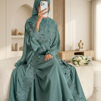 Nouvelle Abaya d'été 2026 avec dentelle florale Nida, vêtement islamique, robe musulmane pour femme, Abaya de Dubaï et robe intérieure, ensemble 2 pièces