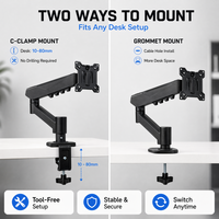 Support d'ordinateur ergonomique pour bureau à domicile, design peu encombrant, bras de moniteur réglable entièrement articulé/rotatif pour écrans de 17 à 32 pouces