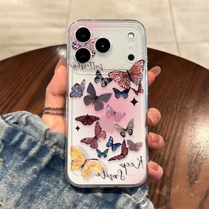 fashion transparent colorful butterfly clear mobile phone case for iPhone 7-17promax soft TPU print back <b>cover</b> OEM factory - Product Image 2