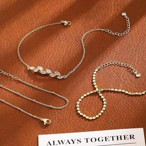 Ensemble <span class=keywords><strong>de</strong></span> <span class=keywords><strong>cheville</strong></span> satellite en forme <span class=keywords><strong>de</strong></span> cœur à la mode <span class=keywords><strong>chaîne</strong></span> <span class=keywords><strong>de</strong></span> <span class=keywords><strong>cheville</strong></span> en acier inoxydable à couches réglables pour les filles transfrontalières - Product Image 2