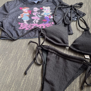 High Quality <strong>Women</strong> Knit <strong>Beach</strong> Wear Crop <strong>Shirt</strong>+Bra+Bikini Three Piece Batching Suits Lady Sexy 3 Piece Bikini Set Bathing Suit - Product Image 5
