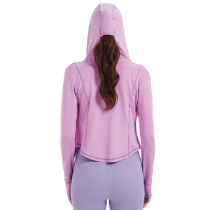 เสื้อแจ็คเก็ตออกกำลังกายสำหรับผู้หญิง น้ำหนักเบา ระบายอากาศได้ดี เป็นมิตรกับสิ่งแวดล้อม แห้งเร็ว มีฮู้ด เหมาะสำหรับวิ่งและโยคะ ชุดออกกำลังกายฤดูร้อน - Product Image 3