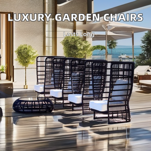 Modern Luxury Hotel Villa Aluminum Frame PE Rattan <strong>High</strong> <strong>Back</strong> Patio Lounge Dining <strong>Garden</strong> <strong>Chairs</strong> Outdoor Furniture Set - Product Image 5