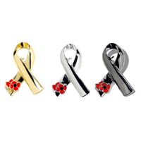 Ruban rose pour la sensibilisation au cancer du sein, 30 mm, pour badge en métal argenté/plaqué or gravé, broche avec impression décalée