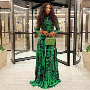 欧式美式风格ins复古优雅女式百褶大摆A字裙高领长袖连衣裙 - Product Image 2