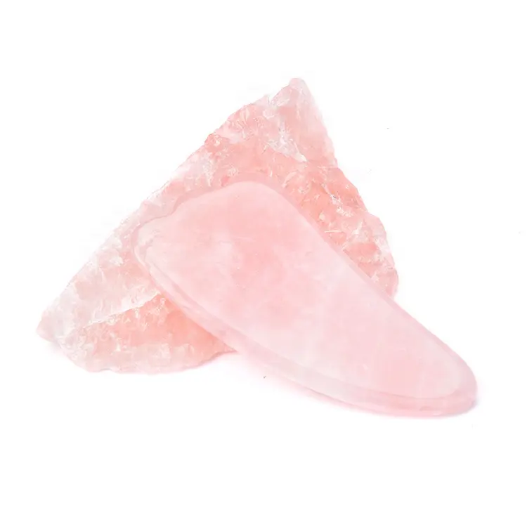 Alta qualidade rosa quartzo gua sha pedra raspagem massagem ferramenta placa para massagem facial