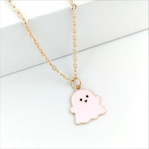 Joyería de Moda, Regalo de Halloween, Collar con Colgante de Fantasma en Acero Inoxidable Chapado en Oro de 18K, Color Blanco, Negro, Rosa y Azul, para Mujer - Product Image 5