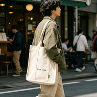 Sac fourre-tout minimaliste en toile avec bandoulière amovible et poche extérieure, impression de logo personnalisable, sac bandoulière en coton pour les voyages légers