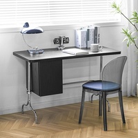 Escritorio de Computadora Moderno de Mediados de Siglo, Mesa de Escritura Retro con Chapa de Madera, Estructura de Aleación de Acero, Muebles de Oficina para el Hogar, Escritorio de Estudio Vintage