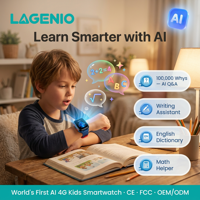 LAGENIO Professional 4G AI Kids Smart Watch Real-Time GPS Tracker SOS Call Voice Video Call IP68 Smartwatch for School Children