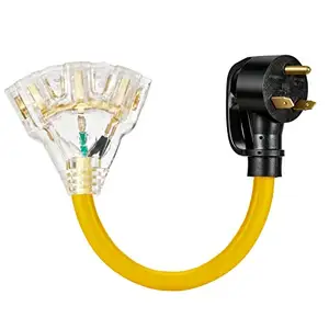 Kabel adaptor distribusi RV untuk Outlet rumah tangga wanita, dengan indikator daya LED rv 30 amp ke 110 adaptor