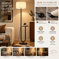 Lampe sur pied de luxe avec table d'appoint en bois et base en marbre pour salon, hôtel, villa, décoration intérieure personnalisable