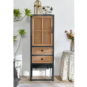 INNOVA New design farmhouse vintage rustic wooden metal sideboard kitchen storage drawers organizers cabinets furniture
