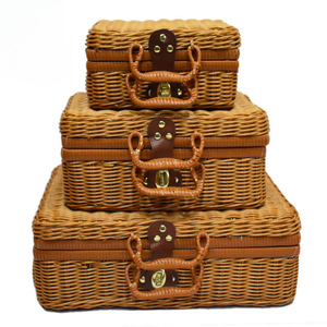 Good Price Woven PP Rattan Storage Basket Suitcase Tea Box Gift Box for Travel Picnic