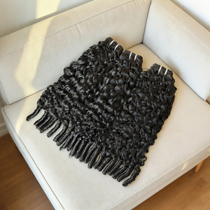 Cheveux vierges à 100 % avec pointes bouclées en spirale, mèches de cheveux humains bouclés à la espagnole, 8 à 36 pouces, 12A, non traités, noir naturel - Product Image 2