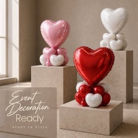 Ballon Cœur en Aluminium Rouge, Noir et Or de 18 pouces pour Décoration d'Air – Idéal pour Anniversaire, Fête des Mères, Mariage – Vente en Gros