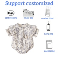 Nouveau modèle de barboteuse pour bébé 100% coton, motif peinture à l'encre chinoise, pour nouveau-né, vente en gros personnalisée