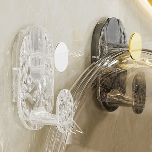 Luxury Washbasin Storage Hook Transparent And Black Wall Mount 1-3kg Capacity Round Single Hook For Bathroom - Product Image 1