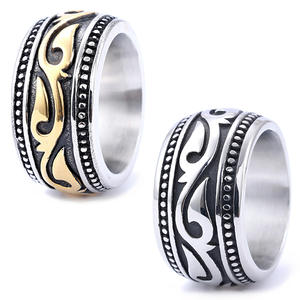 Bague de bijouterie à la mode pour femmes, bijoux fins, en acier inoxydable, plaqué or, bague de fiançailles, Totem rétro - Product Image 1