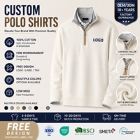 Pull-over en molleton uni d'hiver avec logo personnalisé, col zippé 1/4, pull-over blanc de golf, chemise polo pour homme, sweat-shirt long