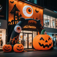 Calabaza Inflable Gigante Personalizada con Sombrero, Mascota con Luz LED, Decoración para Halloween, Adornos de Halloween para Exteriores