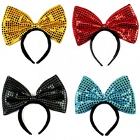 SOLPOP 2027 Bandeau pour femme avec grand nœud à paillettes, pour Mardi Gras, Carnaval, Fête d'anniversaire, Fête costumée, Accessoires capillaires pour fille
