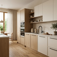 Muebles de Cocina Completos de Roble Blanco Hechos a Medida, con Base, Encimera y Almacenamiento para Proyectos de Personalización de Cocinas Modernas